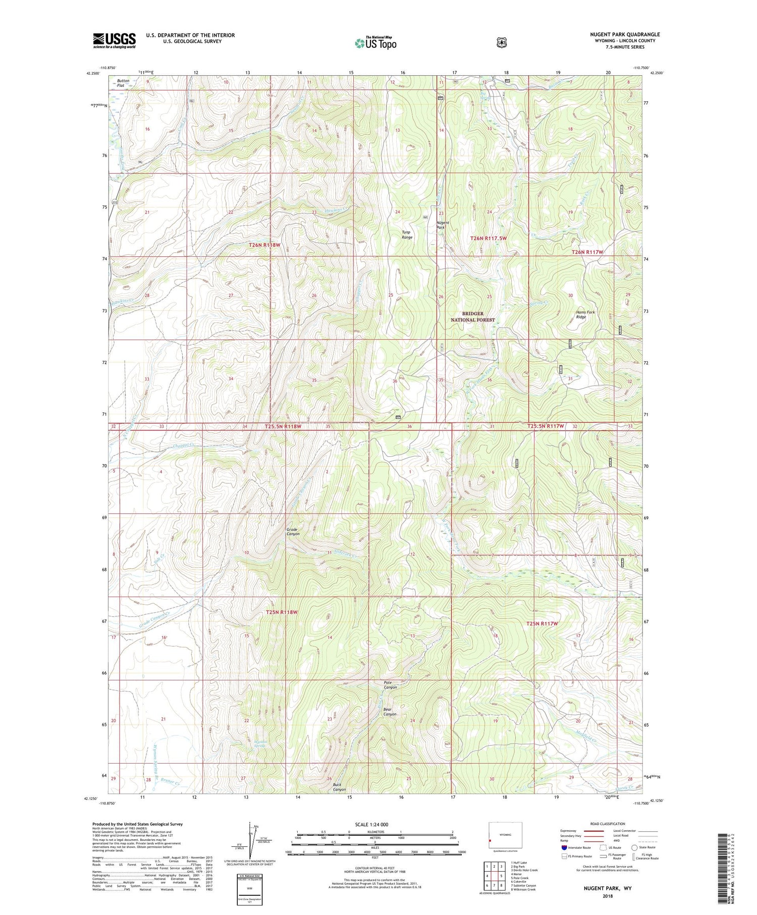 Nugent Park Wyoming US Topo Map Image