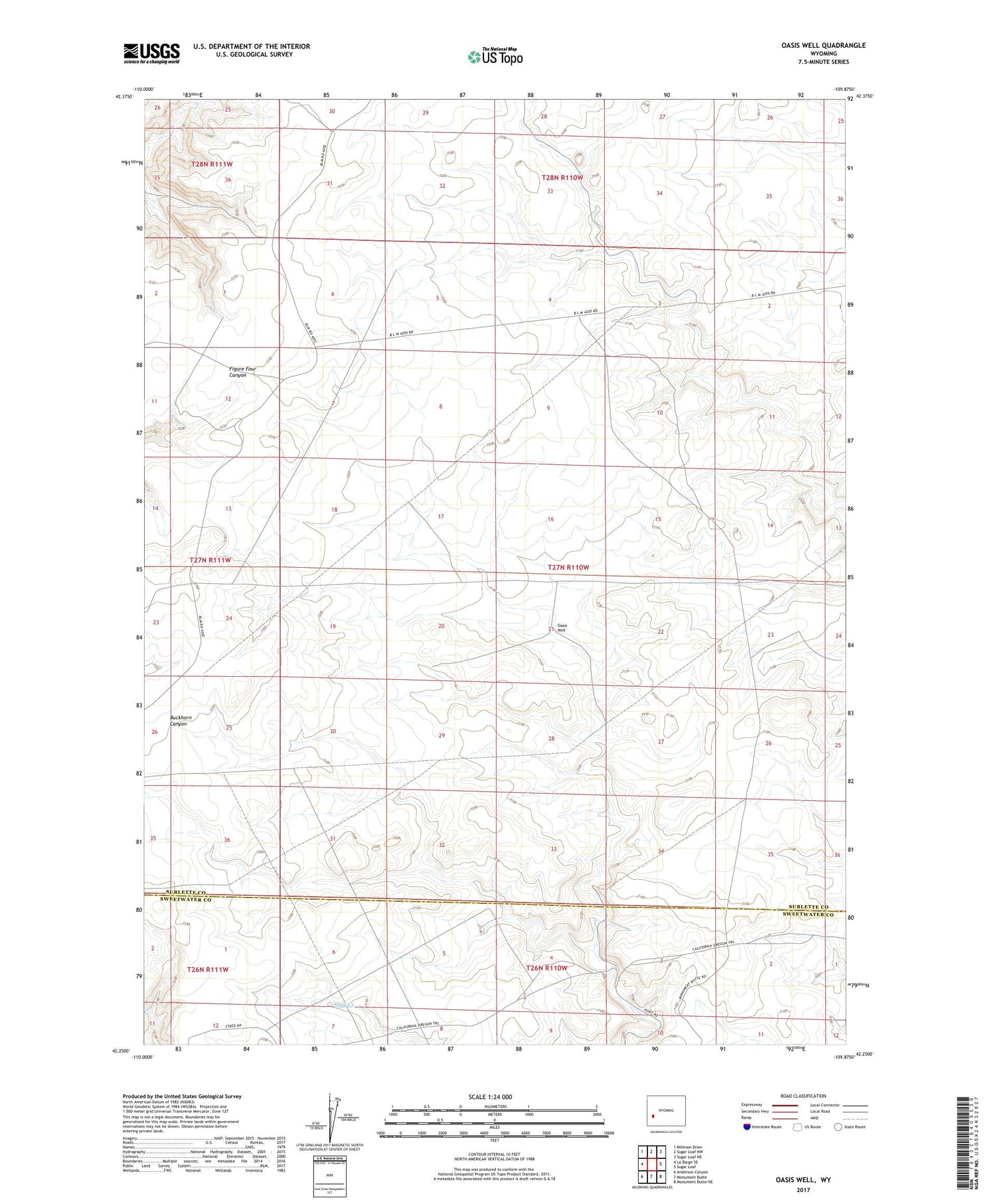 Oasis Well Wyoming US Topo Map Image