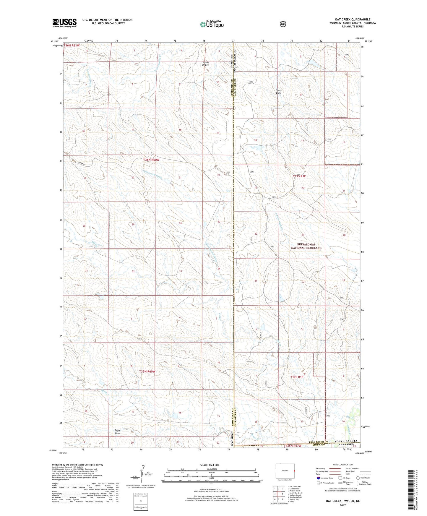 Oat Creek Wyoming US Topo Map Image