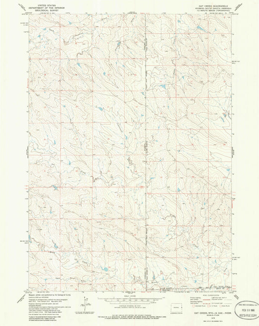Classic USGS Oat Creek Wyoming 7.5'x7.5' Topo Map Image