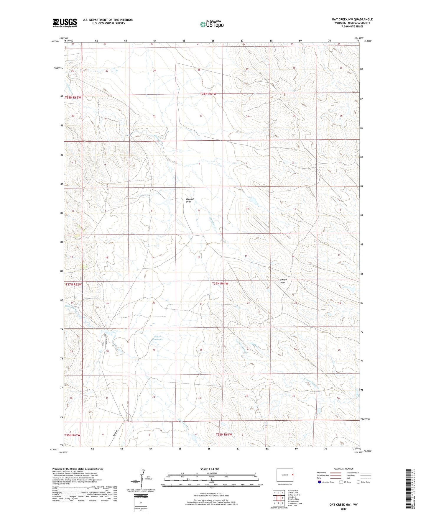 Oat Creek NW Wyoming US Topo Map Image