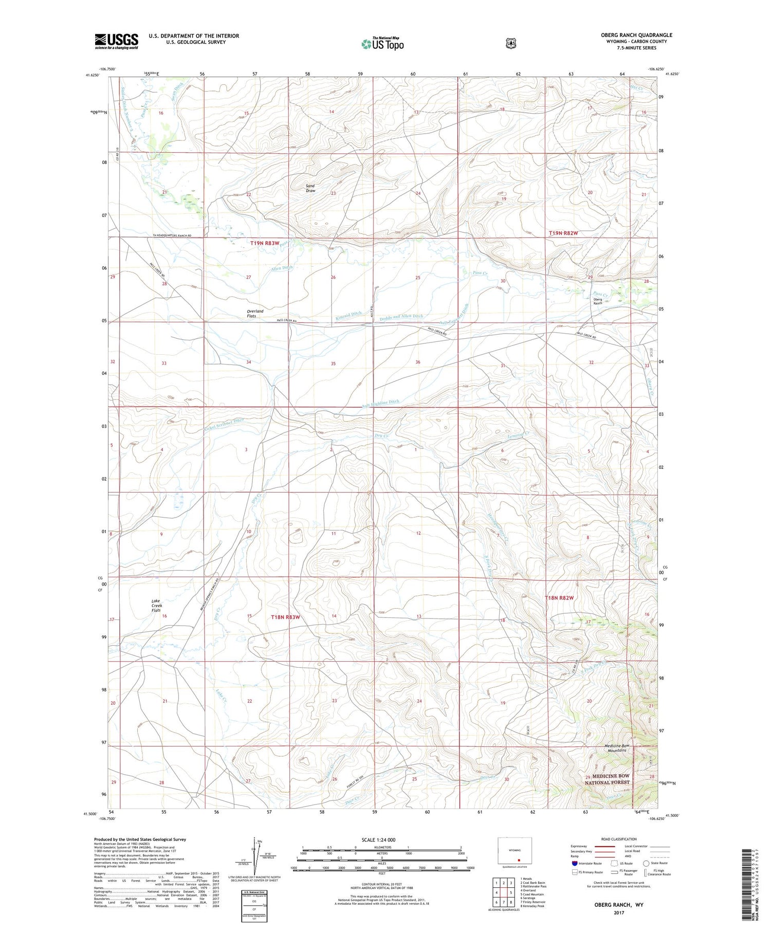 Oberg Ranch Wyoming US Topo Map Image