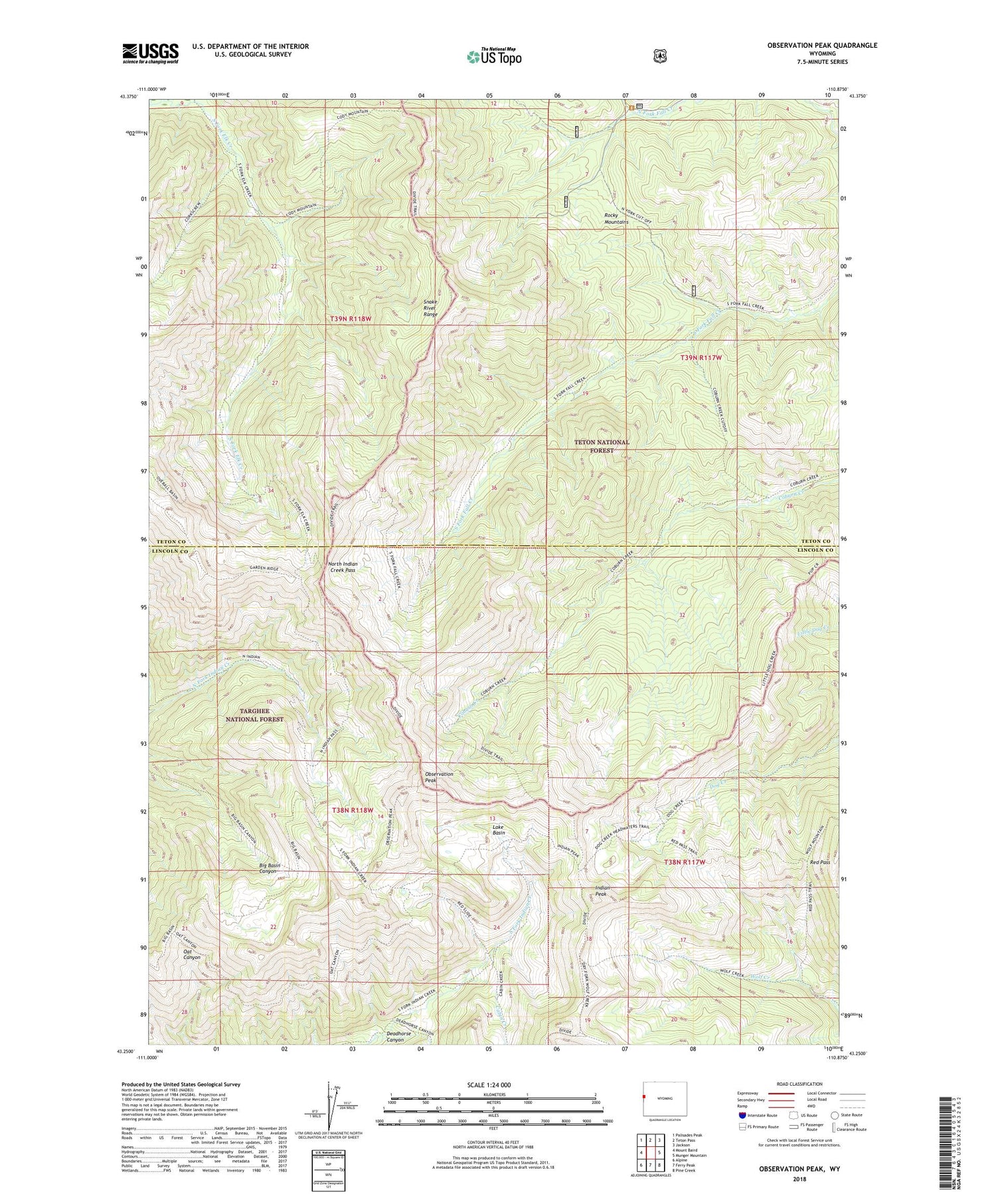 Observation Peak Wyoming US Topo Map Image