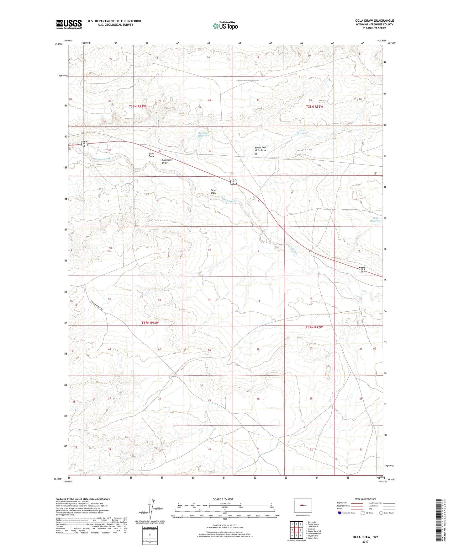Ocla Draw Wyoming US Topo Map Image