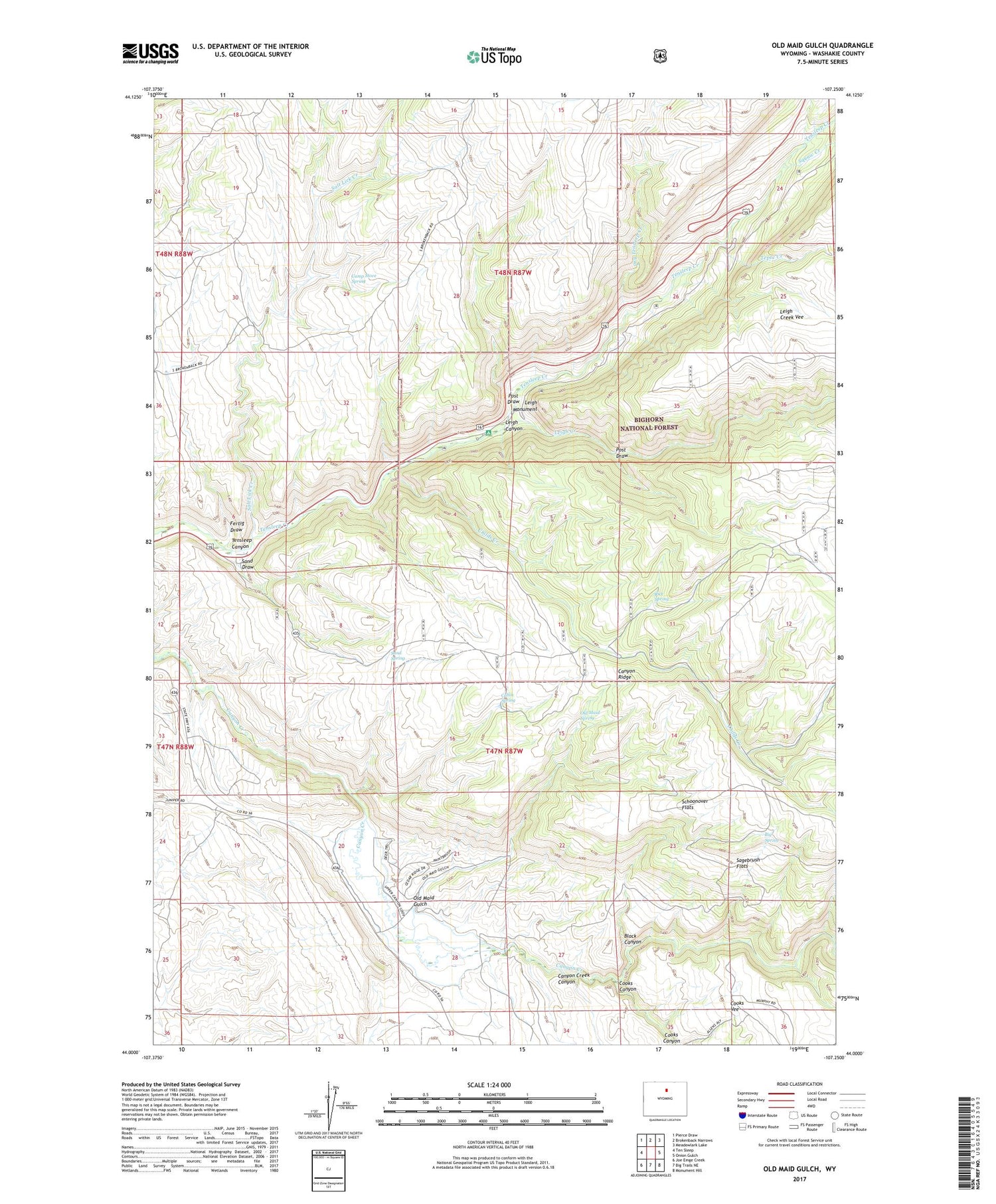 Old Maid Gulch Wyoming US Topo Map Image