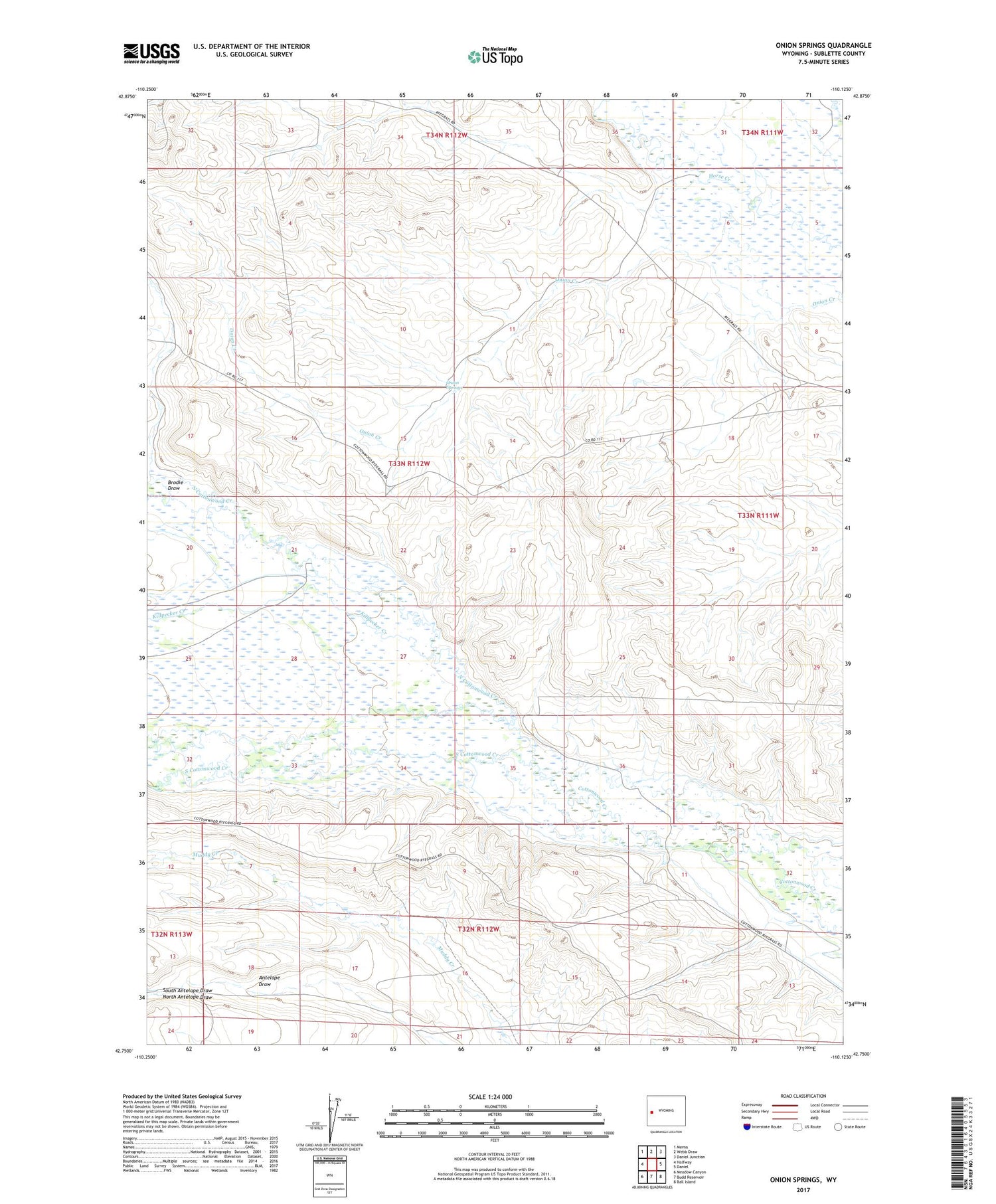 Onion Springs Wyoming US Topo Map Image