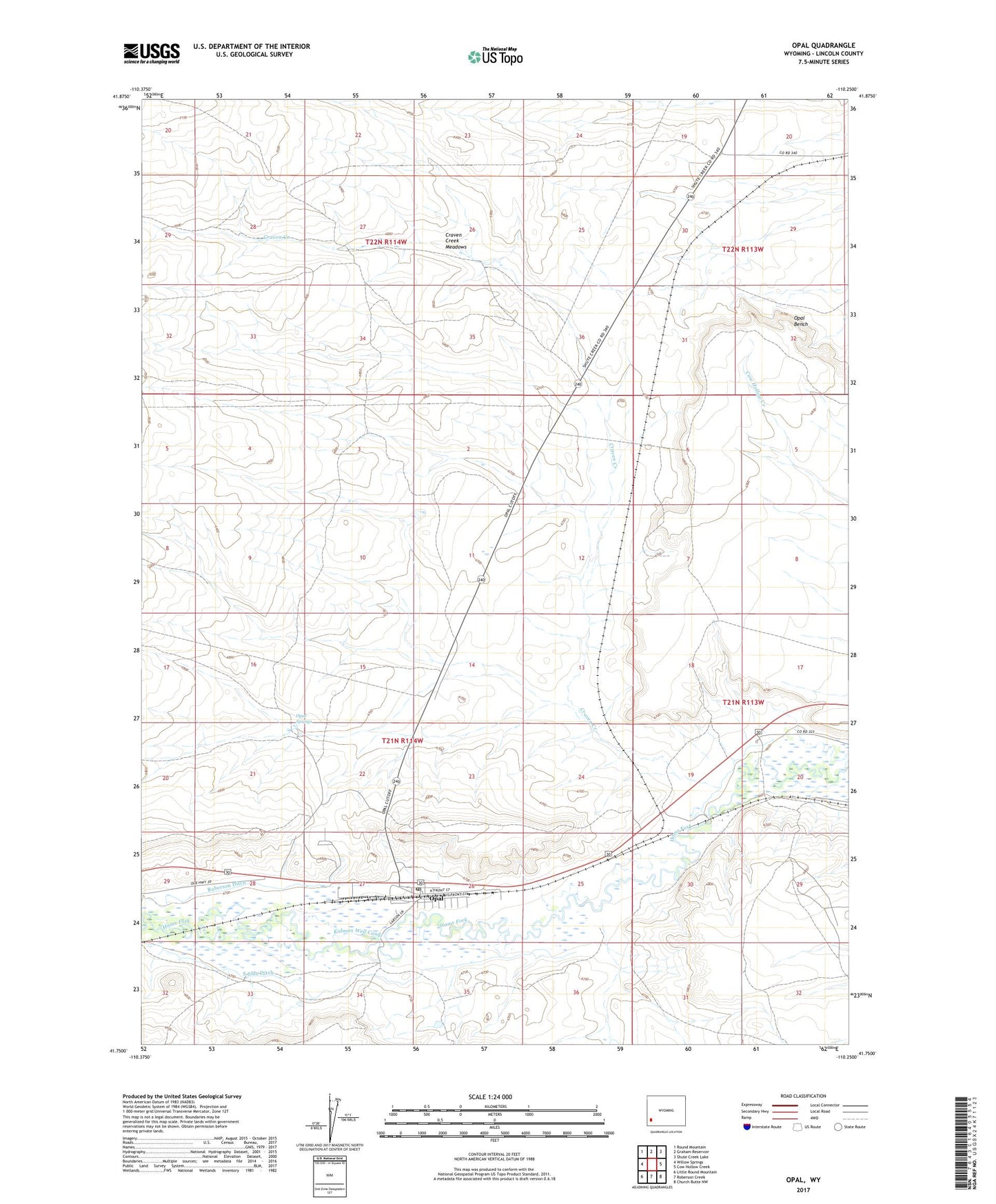 Opal Wyoming US Topo Map Image