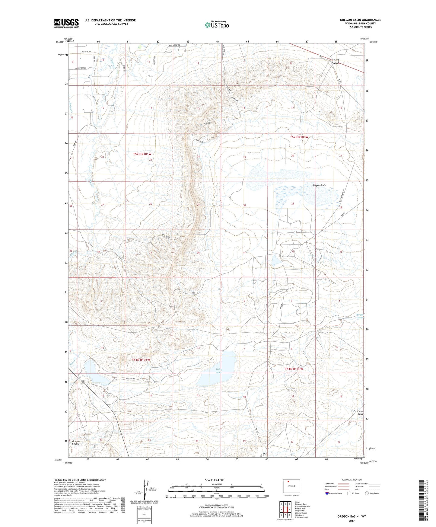 Oregon Basin Wyoming US Topo Map Image