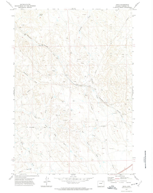 Classic USGS Oriva Wyoming 7.5'x7.5' Topo Map Image