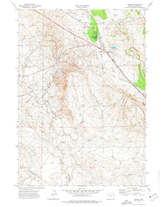Classic USGS Osage Wyoming 7.5'x7.5' Topo Map Image
