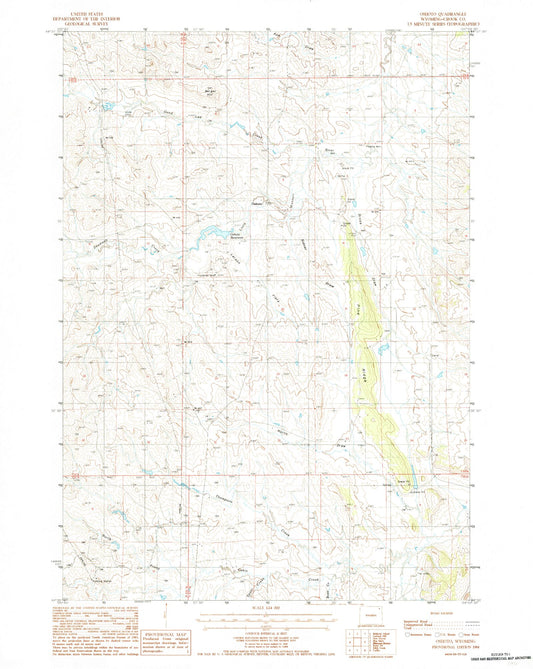 Classic USGS Oshoto Wyoming 7.5'x7.5' Topo Map Image