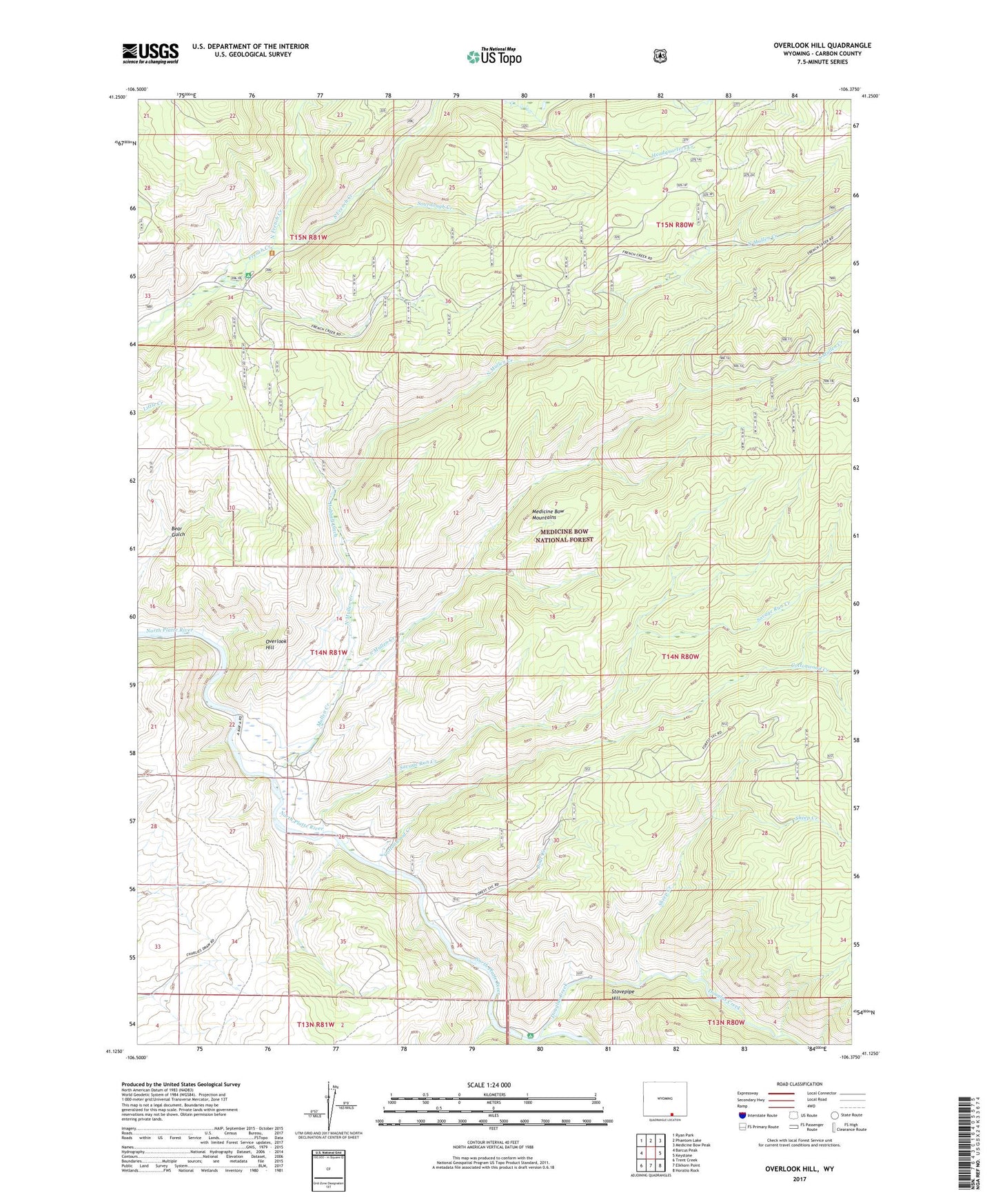 Overlook Hill Wyoming US Topo Map Image