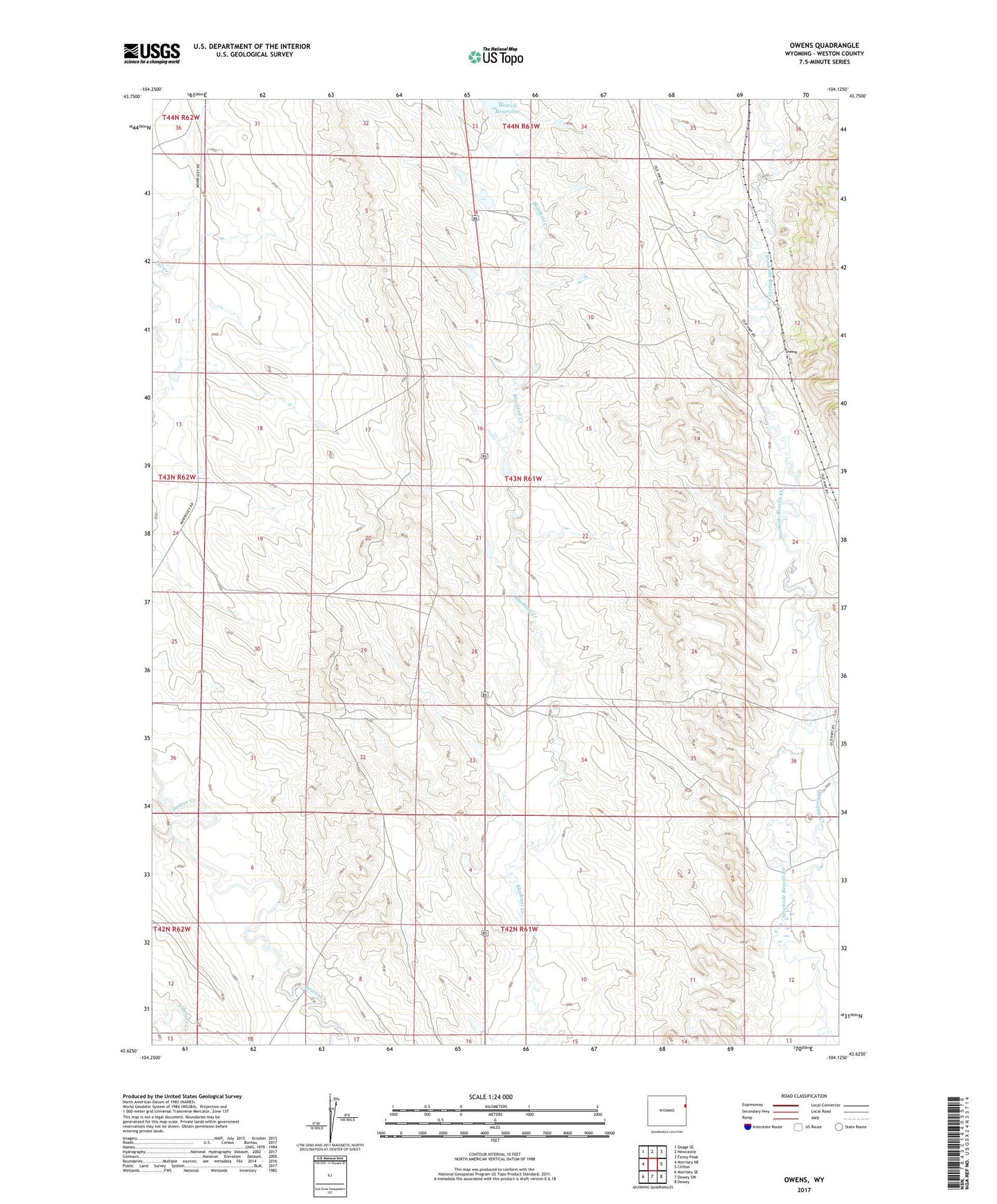 Owens Wyoming US Topo Map Image