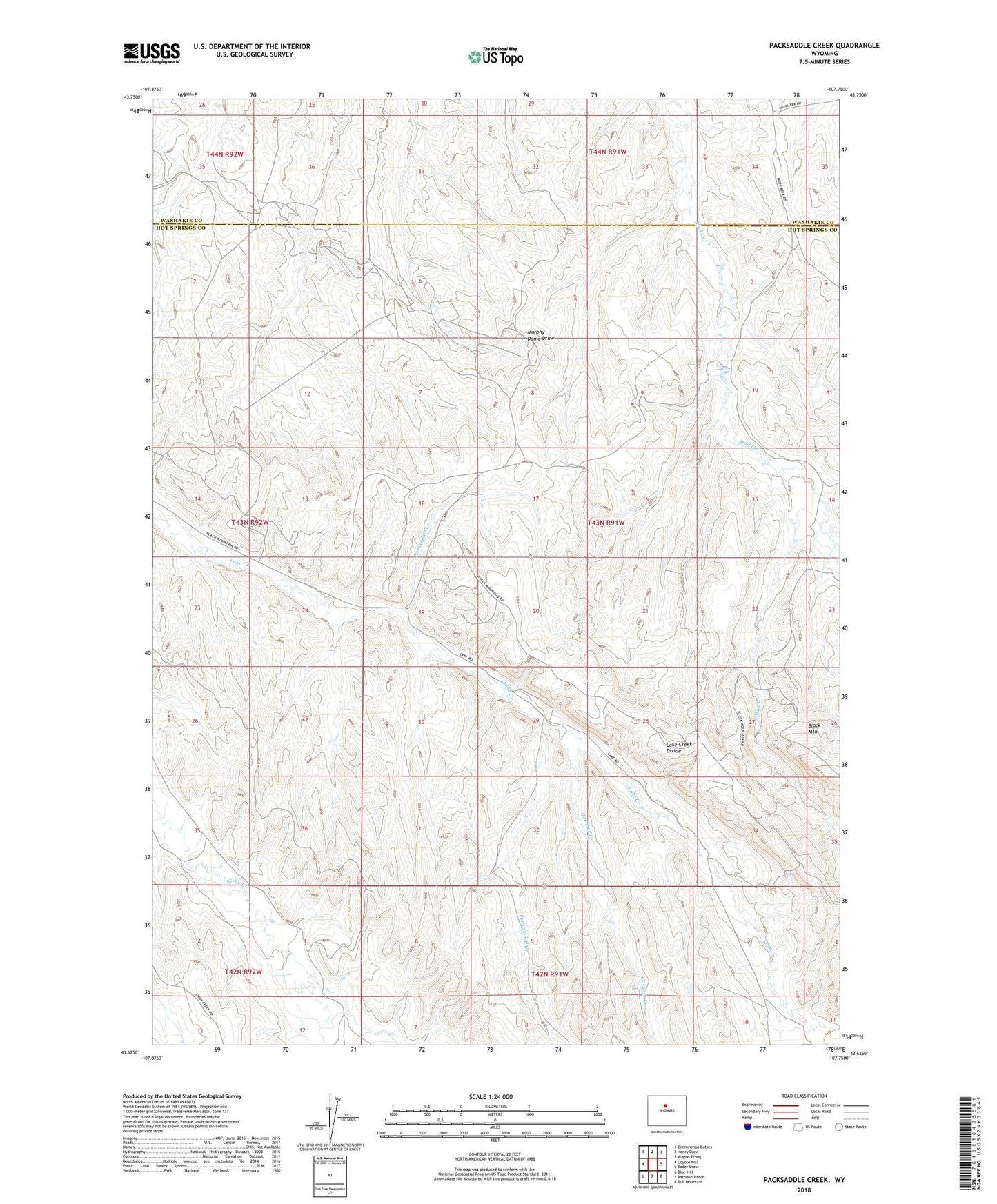 Packsaddle Creek Wyoming US Topo Map Image
