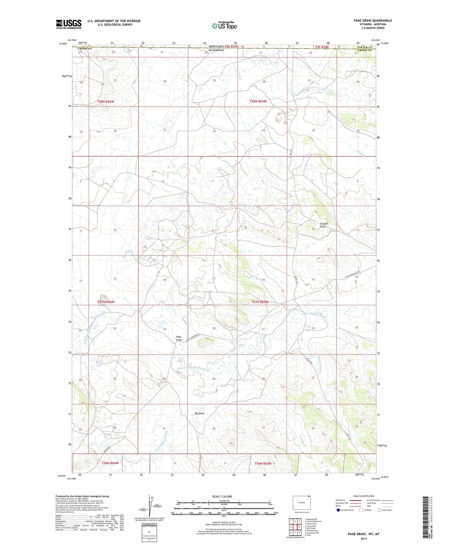 Page Draw Wyoming US Topo Map Image
