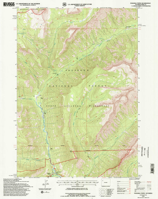 Classic USGS Pahaska Tepee Wyoming 7.5'x7.5' Topo Map Image