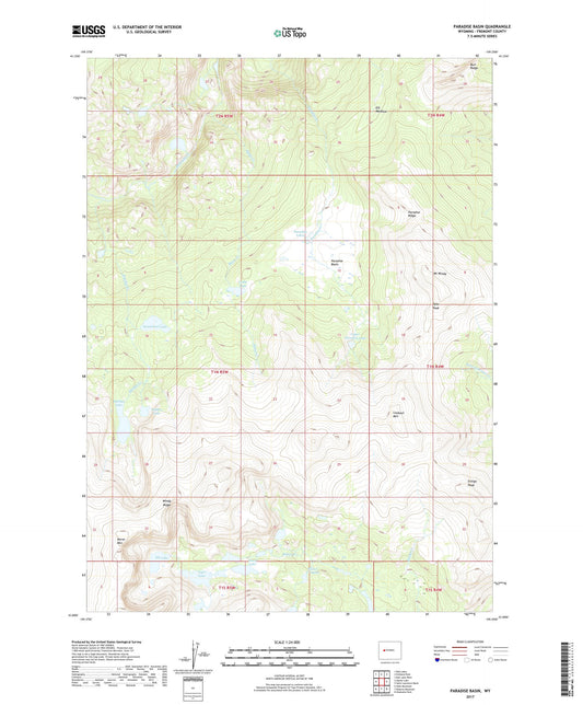 Paradise Basin Wyoming US Topo Map Image