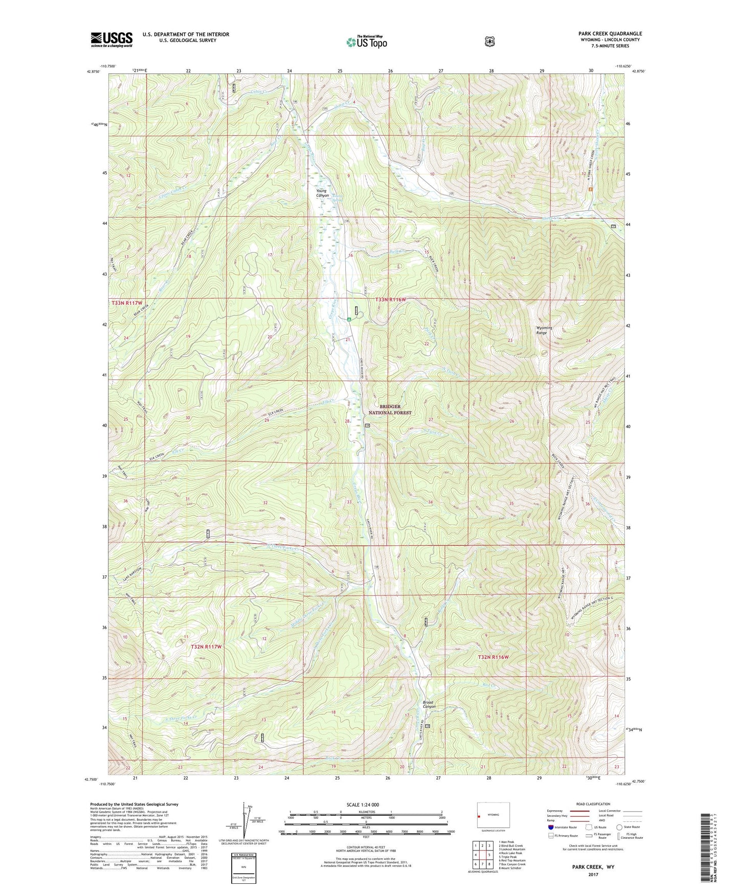 Park Creek Wyoming US Topo Map Image