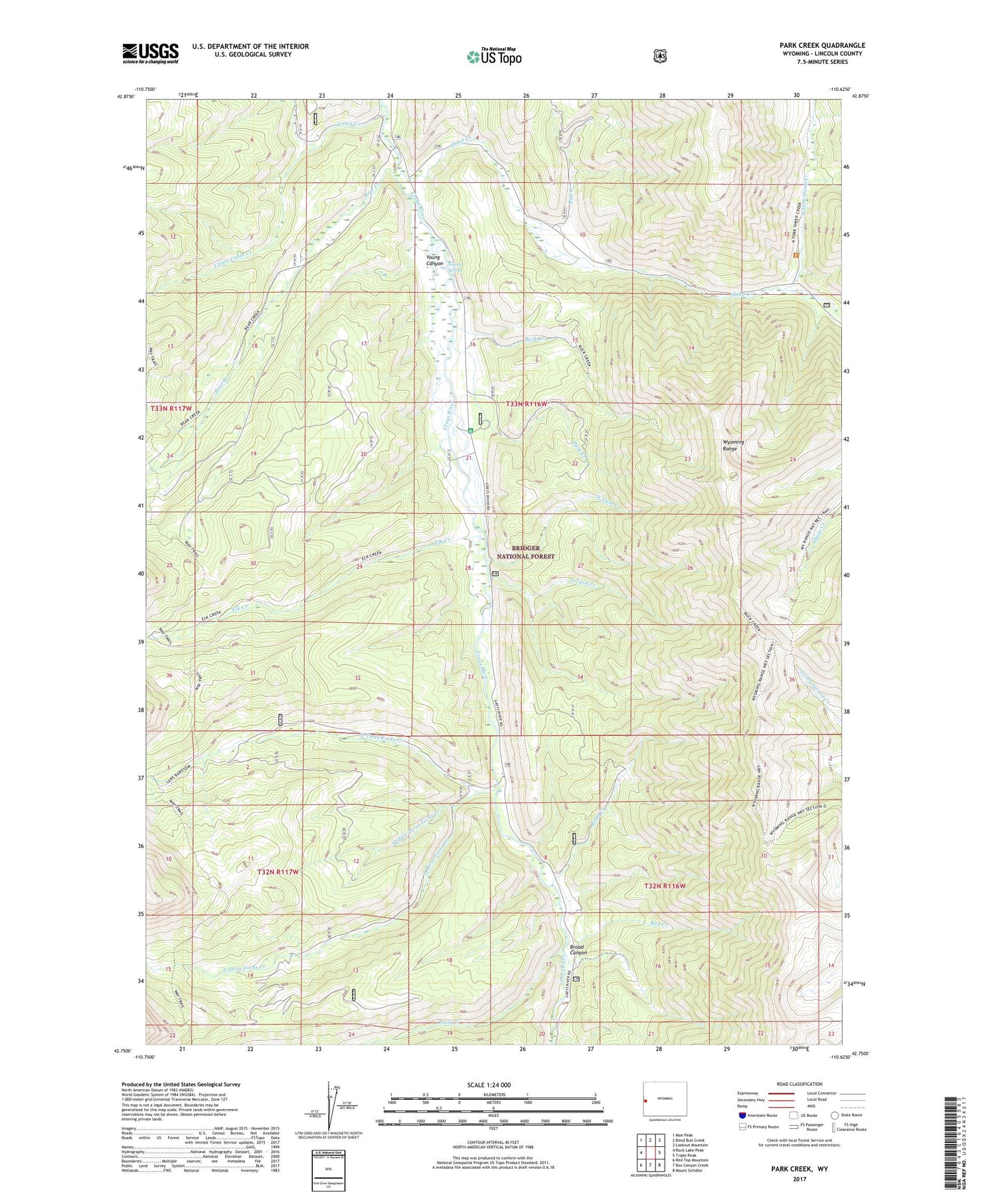 Park Creek Wyoming US Topo Map Image
