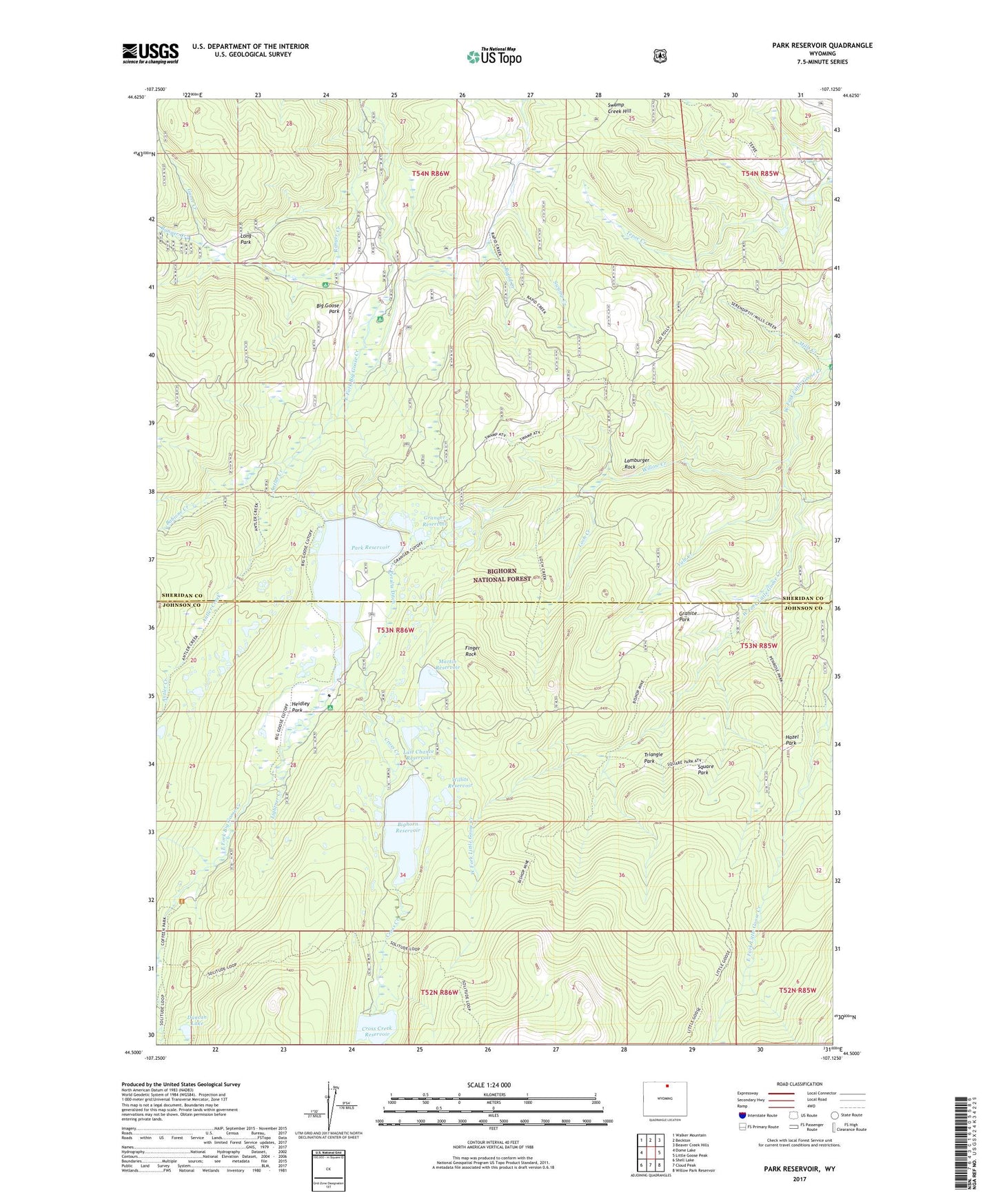 Park Reservoir Wyoming US Topo Map Image