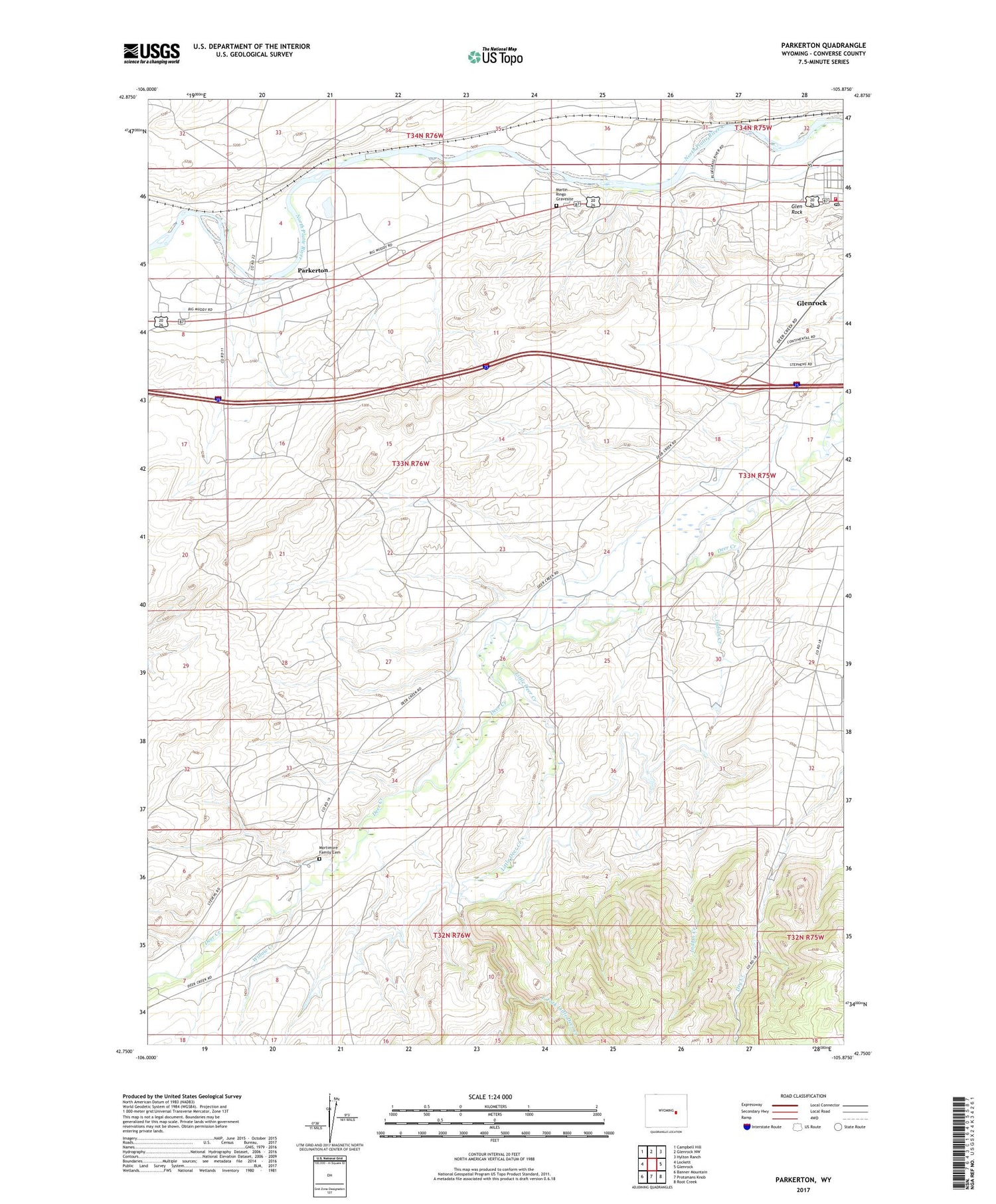 Parkerton Wyoming US Topo Map Image