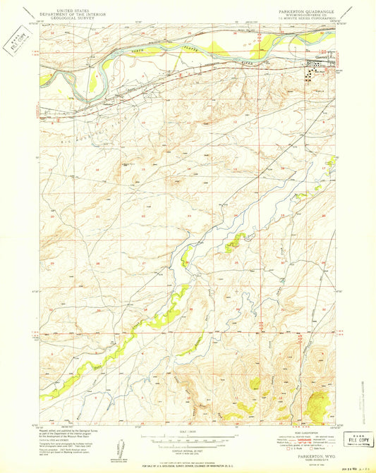 Classic USGS Parkerton Wyoming 7.5'x7.5' Topo Map Image