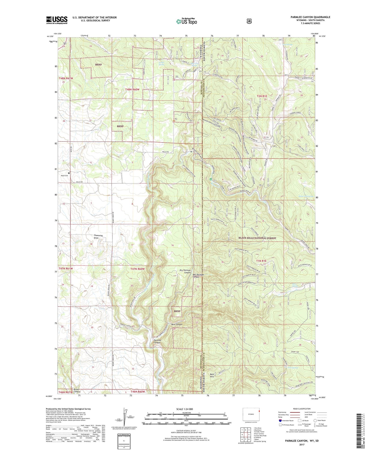 Parmlee Canyon Wyoming US Topo Map Image
