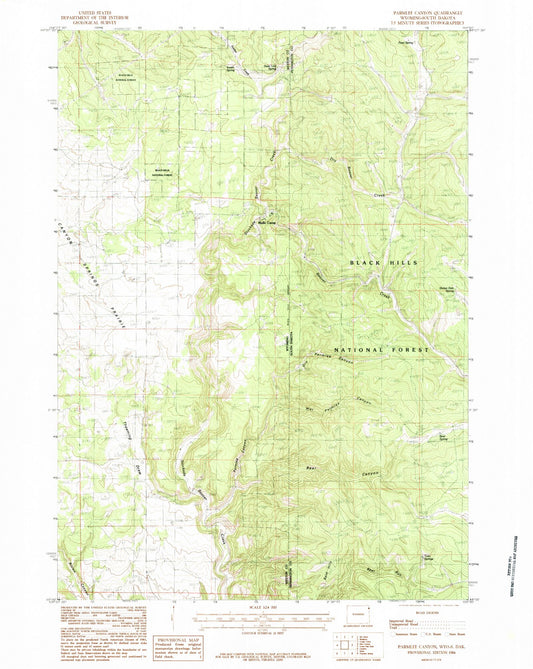 Classic USGS Parmlee Canyon Wyoming 7.5'x7.5' Topo Map Image