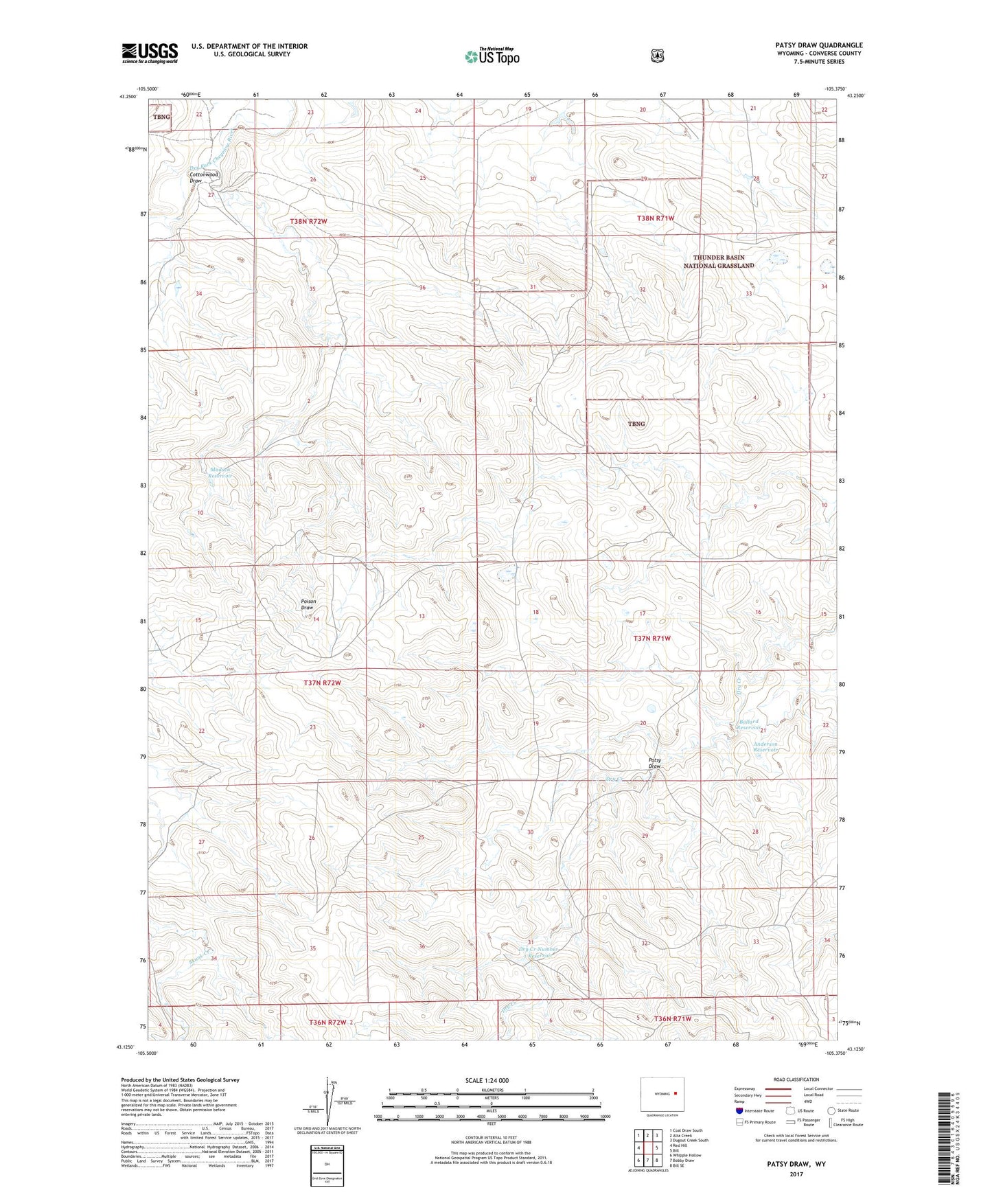 Patsy Draw Wyoming US Topo Map Image