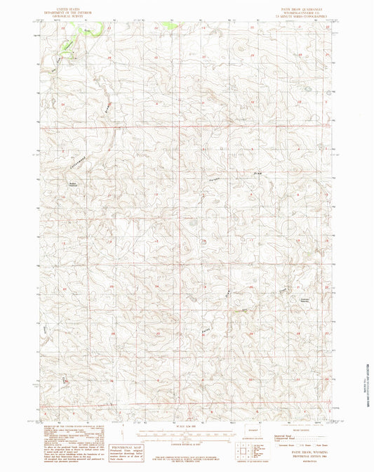 Classic USGS Patsy Draw Wyoming 7.5'x7.5' Topo Map Image