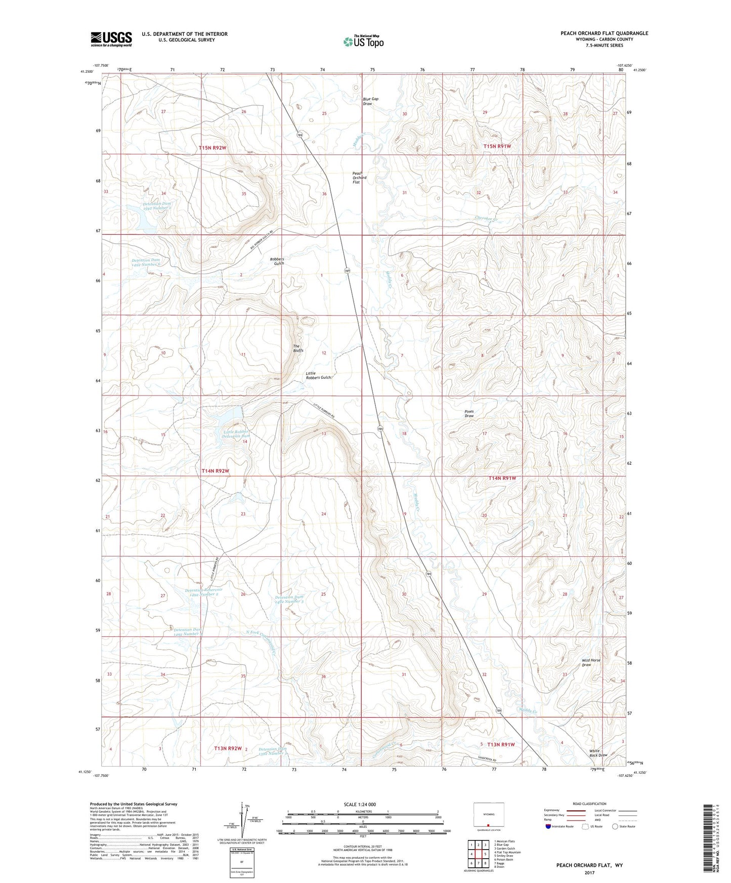 Peach Orchard Flat Wyoming US Topo Map Image