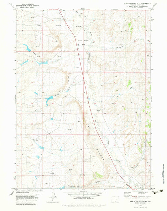 Classic USGS Peach Orchard Flat Wyoming 7.5'x7.5' Topo Map Image