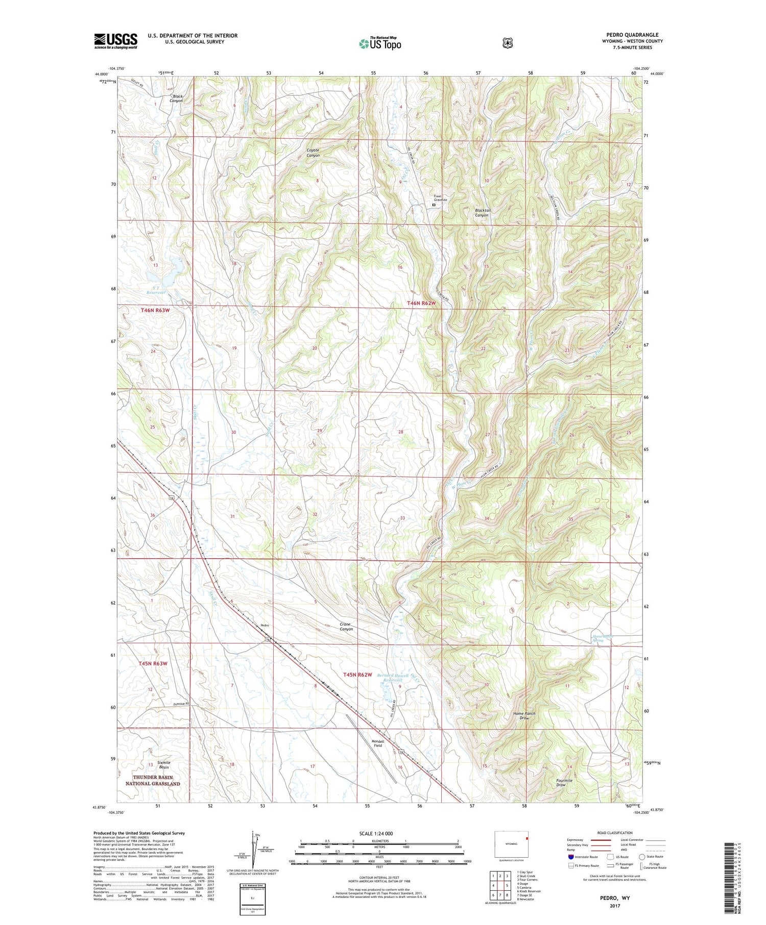 Pedro Wyoming US Topo Map Image