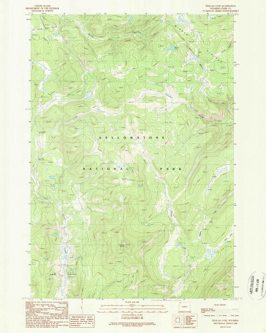 Classic USGS Pelican Cone Wyoming 7.5'x7.5' Topo Map Image