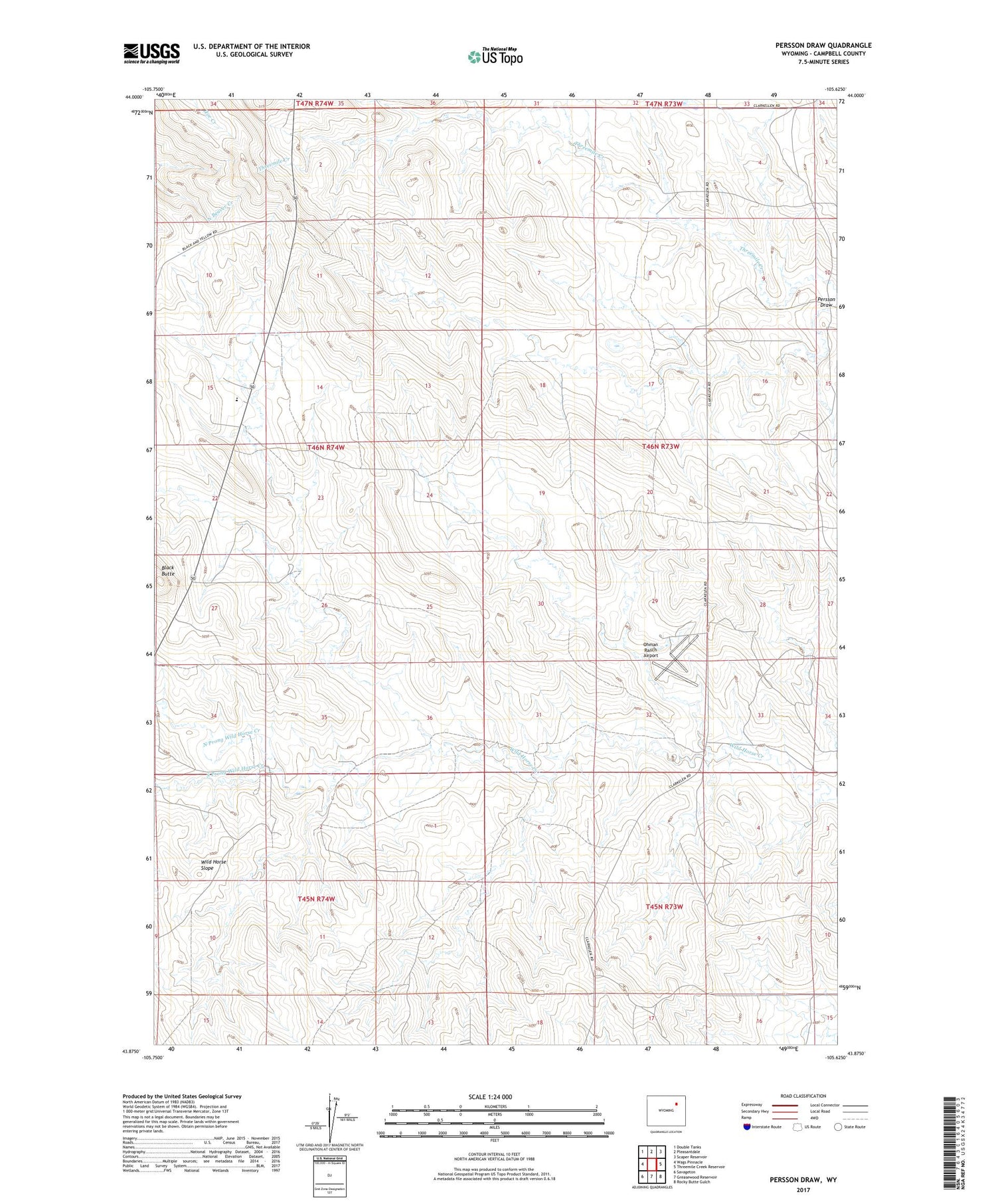 Persson Draw Wyoming US Topo Map Image