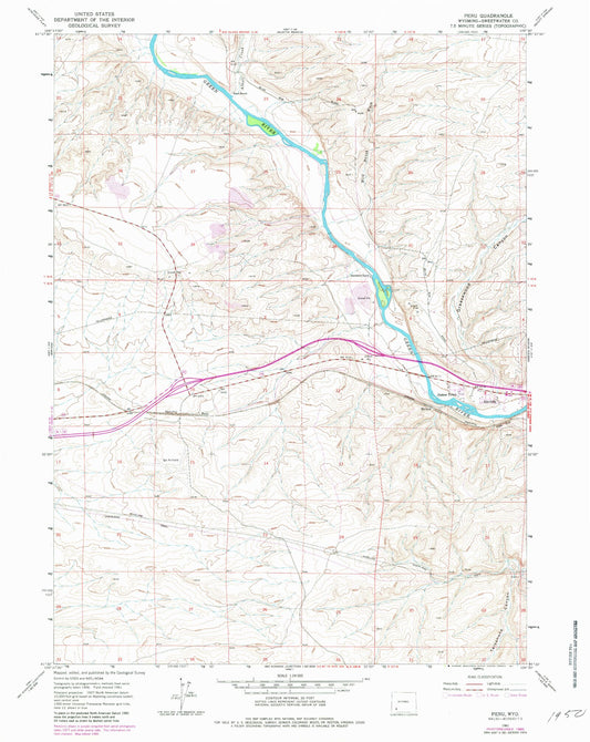 Classic USGS Peru Wyoming 7.5'x7.5' Topo Map Image