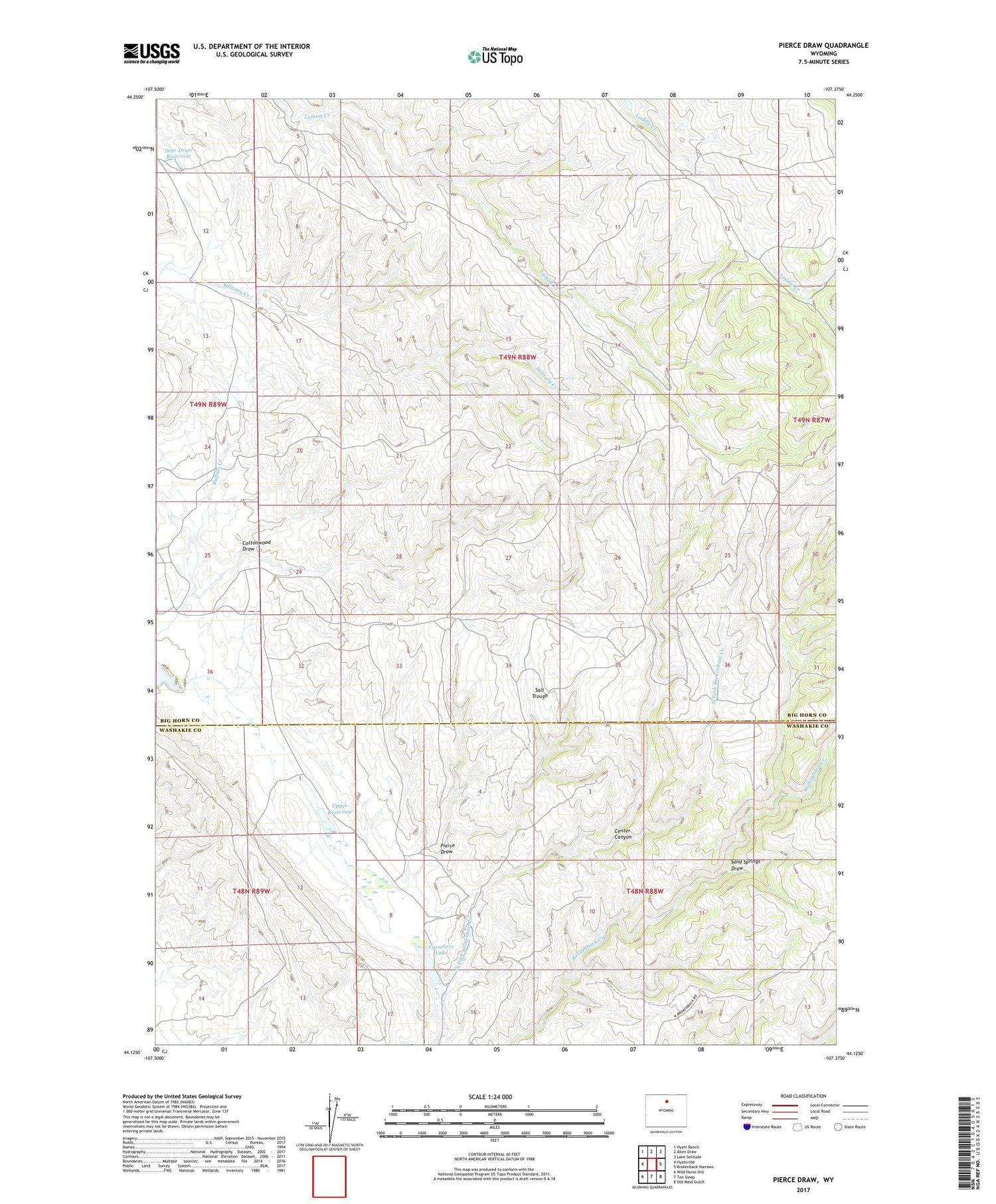 Pierce Draw Wyoming US Topo Map Image