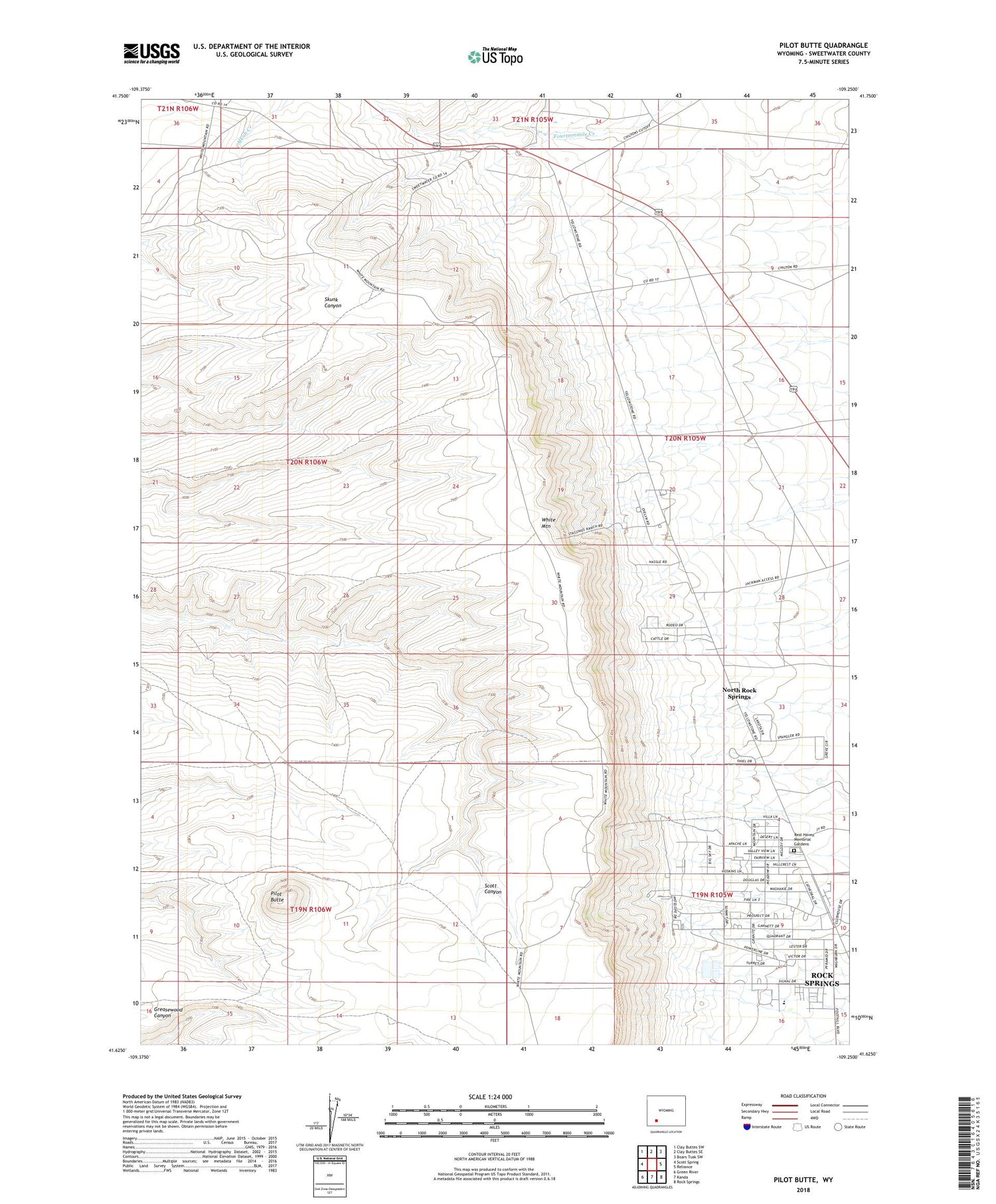 Pilot Butte Wyoming US Topo Map Image