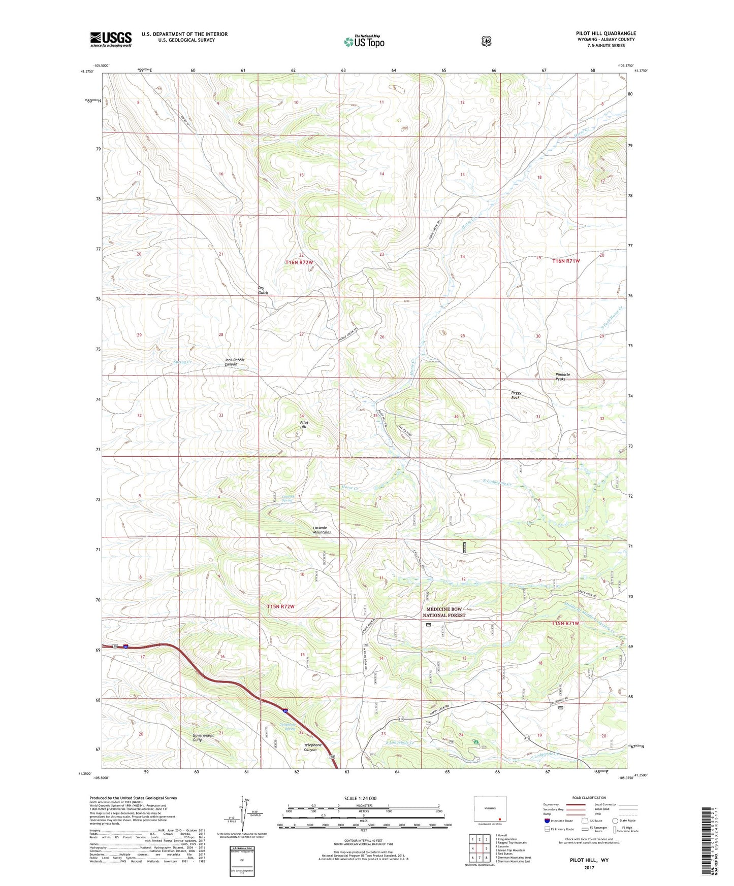 Pilot Hill Wyoming US Topo Map Image