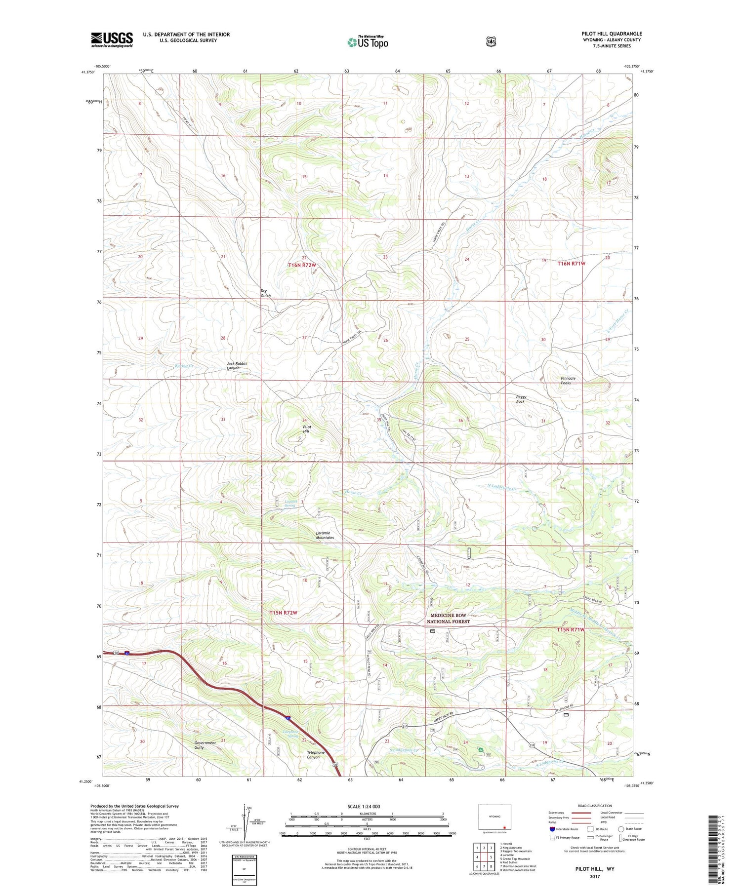Pilot Hill Wyoming US Topo Map Image