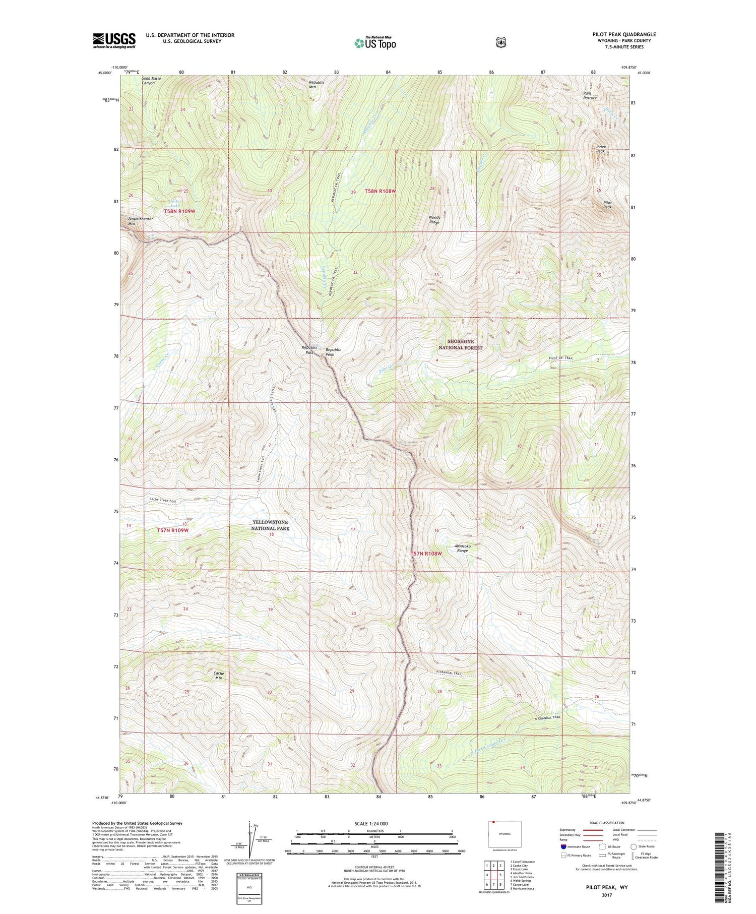 Pilot Peak Wyoming US Topo Map Image