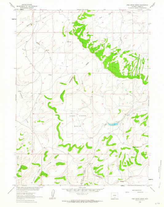 Classic USGS Pine Grove Ranch Wyoming 7.5'x7.5' Topo Map Image