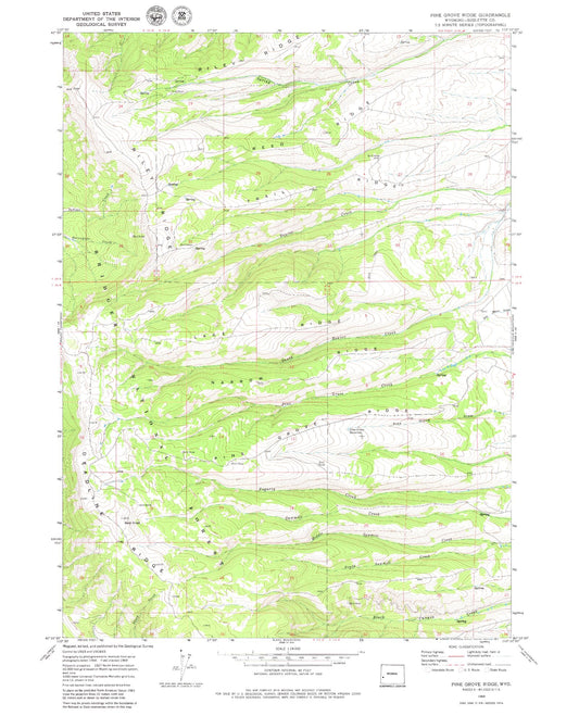 Classic USGS Pine Grove Ridge Wyoming 7.5'x7.5' Topo Map Image