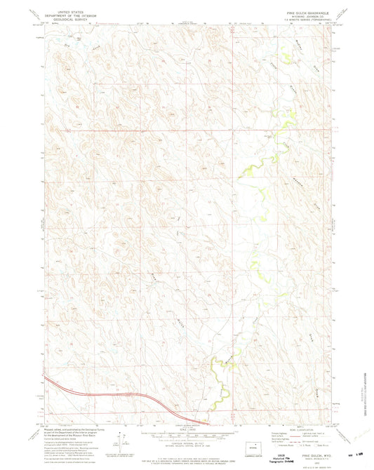 Classic USGS Pine Gulch Wyoming 7.5'x7.5' Topo Map Image