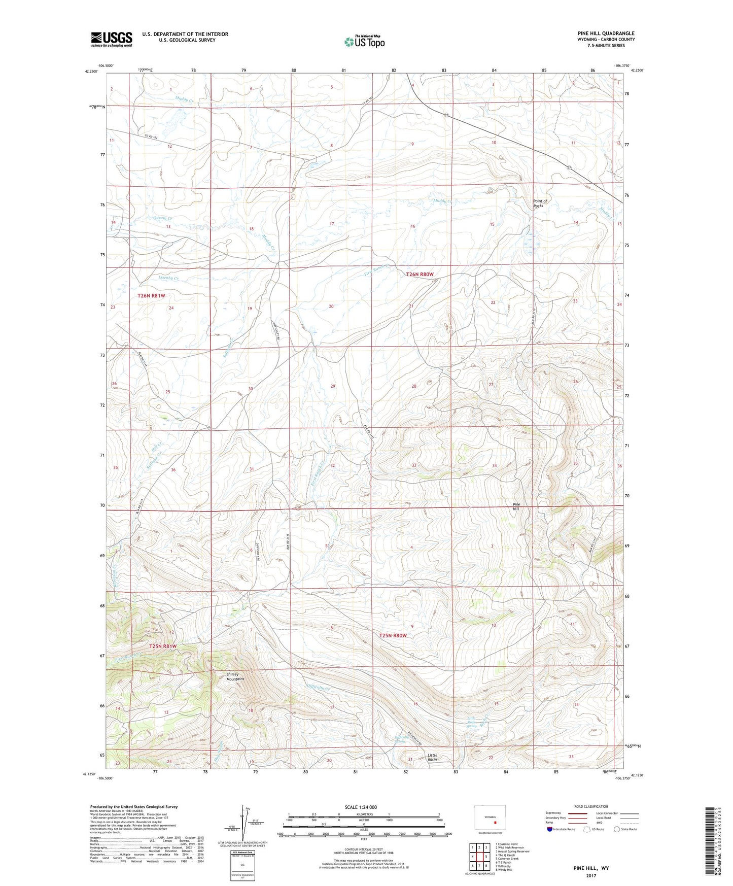 Pine Hill Wyoming US Topo Map Image
