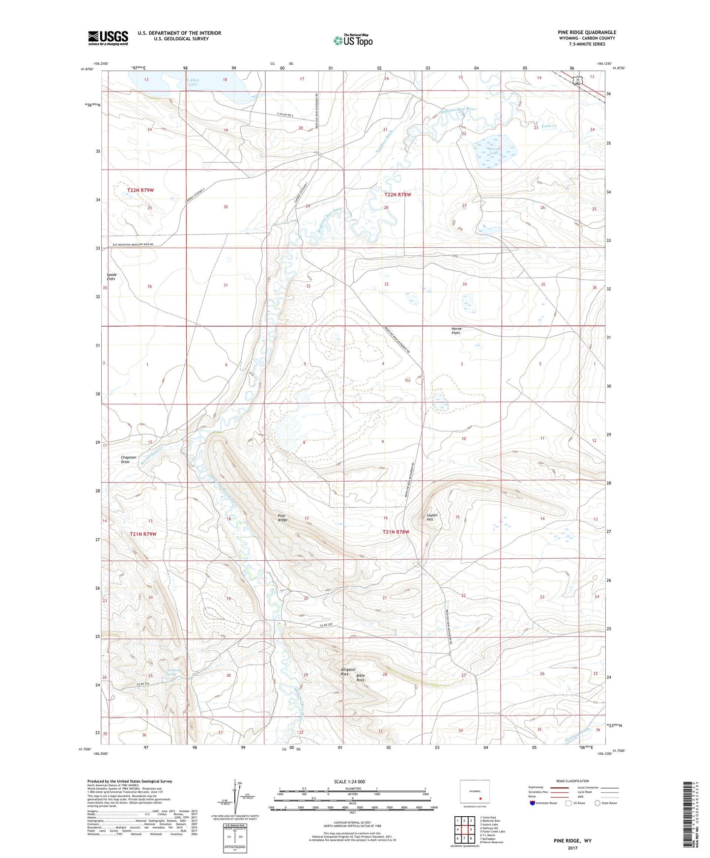 Pine Ridge Wyoming US Topo Map Image