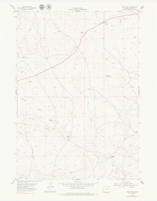 Classic USGS Pine Tree Wyoming 7.5'x7.5' Topo Map Image