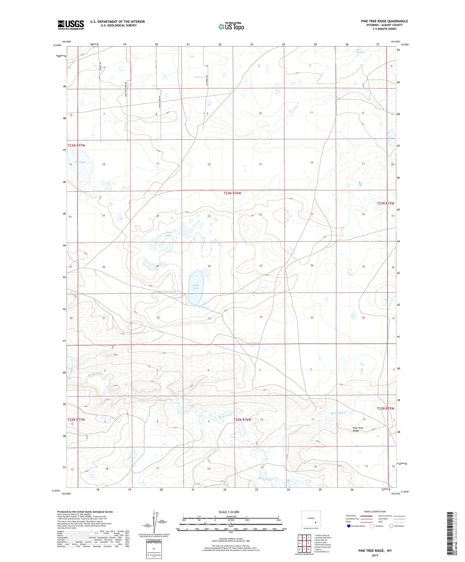 Pine Tree Ridge Wyoming US Topo Map Image