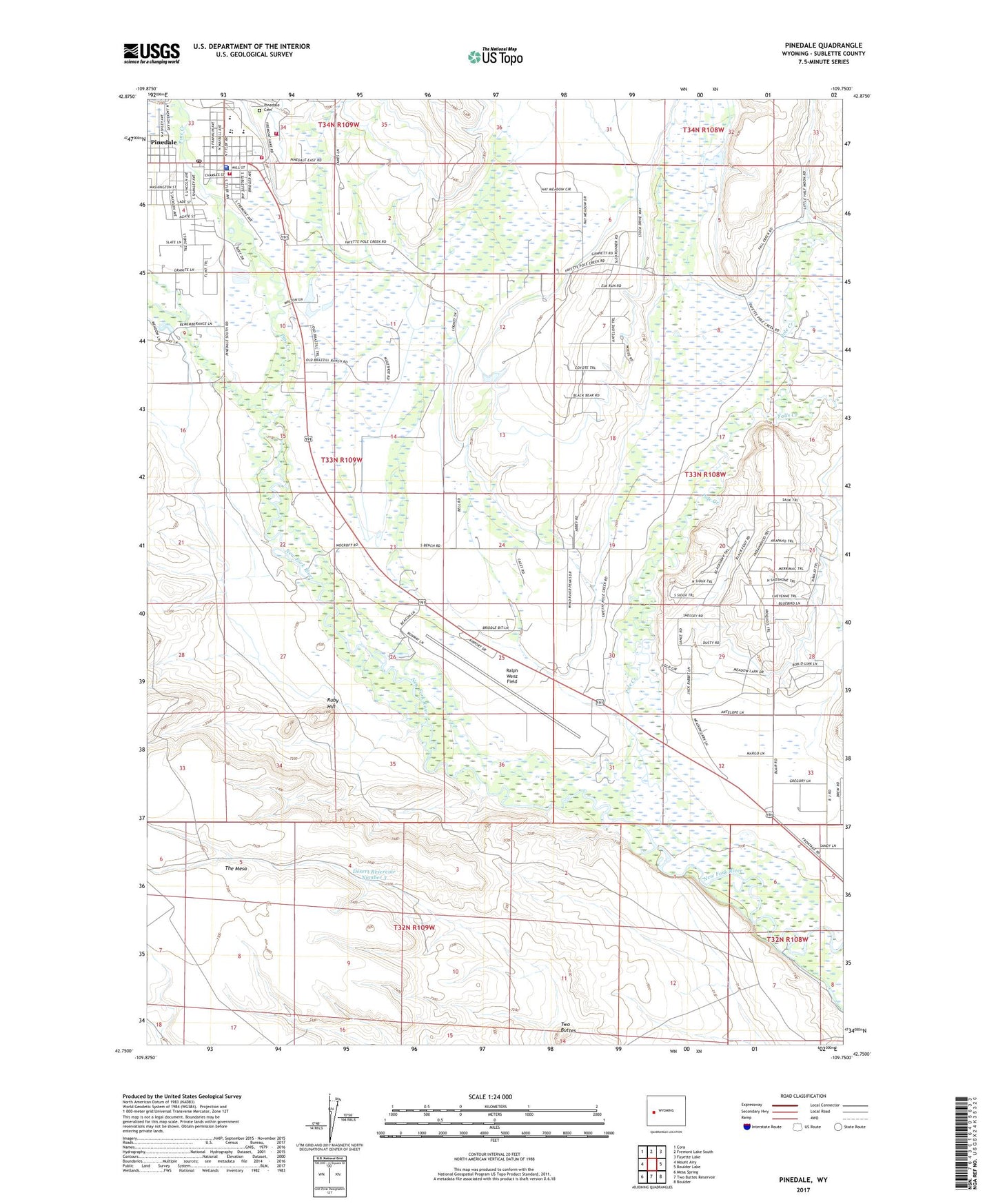 Pinedale Wyoming US Topo Map Image
