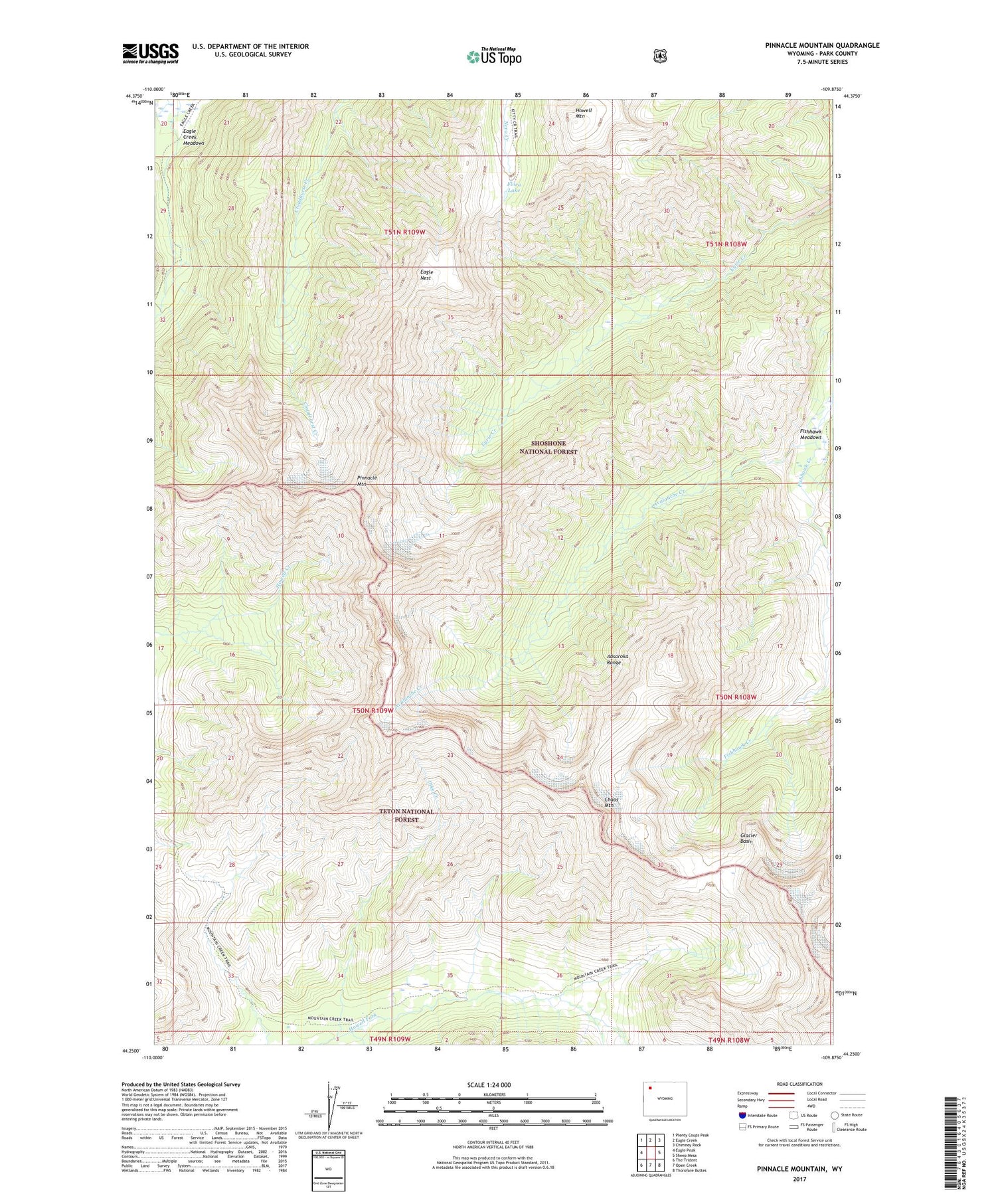 Pinnacle Mountain Wyoming US Topo Map Image